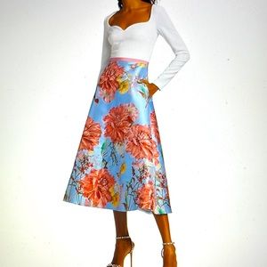 Fairly used Theia stretch crepe floral jacquard gown